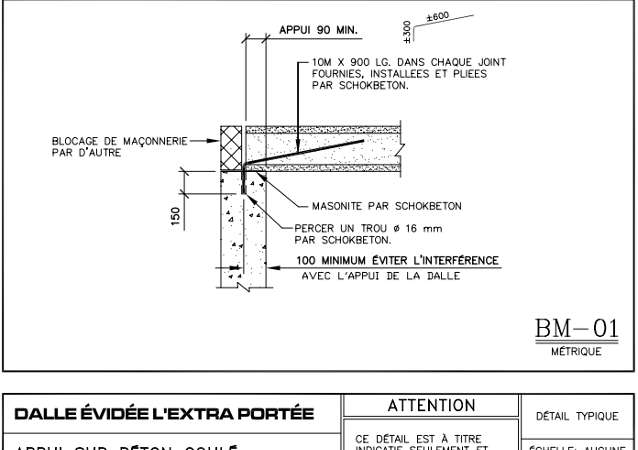 Détails de connexion B-01 Layout - Dalles Évidées