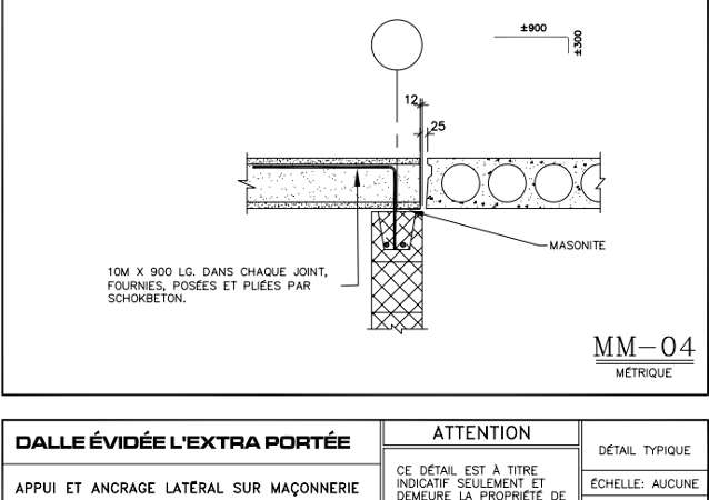 Détails de connexion M-04 Layout - Dalles Évidée