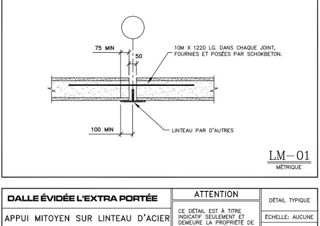 Détails de connexion L-01 Layout - Dalles Évidée