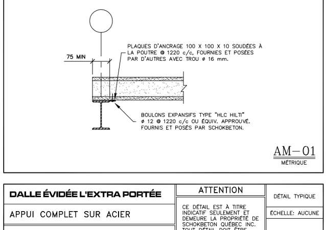 Détails de connexion - Dalles Évidées