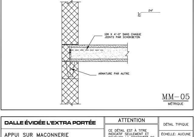 Détails de connexion M-05 Layout - Dalles Évidée