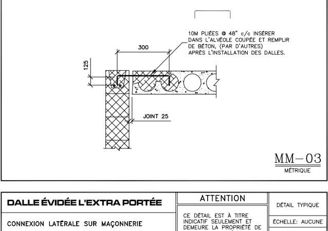 Détails de connexion M-03 Layout - Dalles Évidée